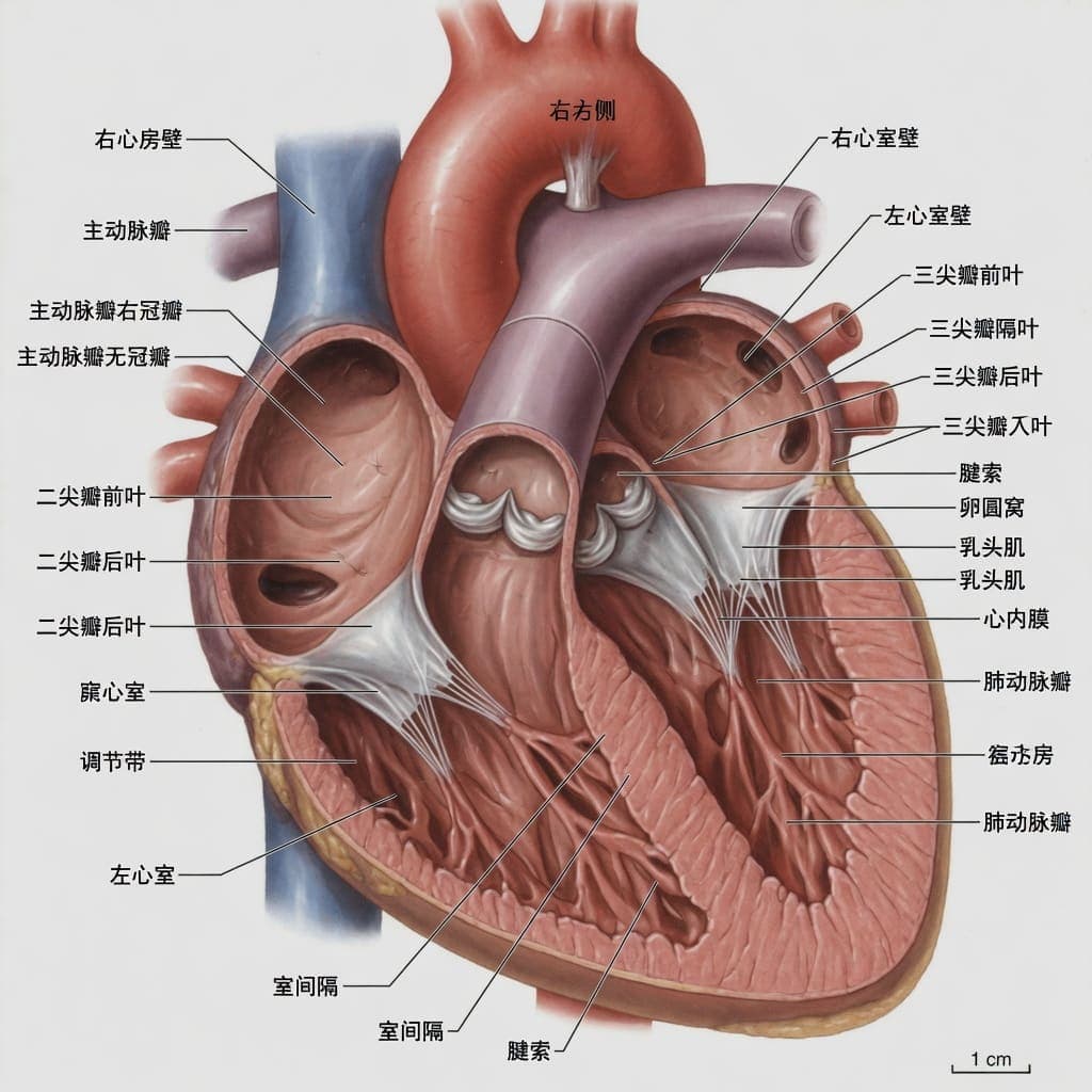 心脏四腔、瓣膜与室间隔解剖结构
